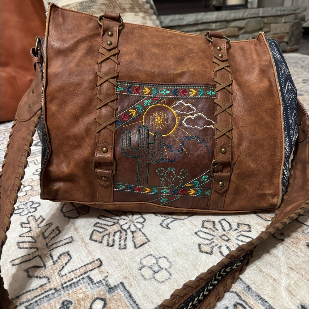 Brown Embroidered Women's Bag